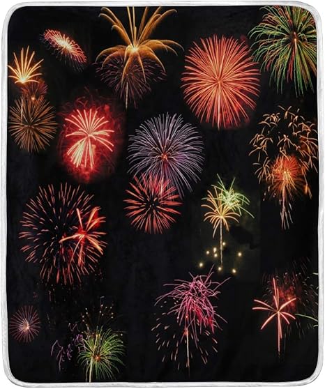 Amazon Co Jp Sukau ひざ掛け ブランケット 花火柄 大判 マイクロファイバー おしゃれ ふわふわ 薄手 毛布 ２枚合わせ 軽い 暖かい 発熱 保温 洗える 130ｘ150 Home Kitchen