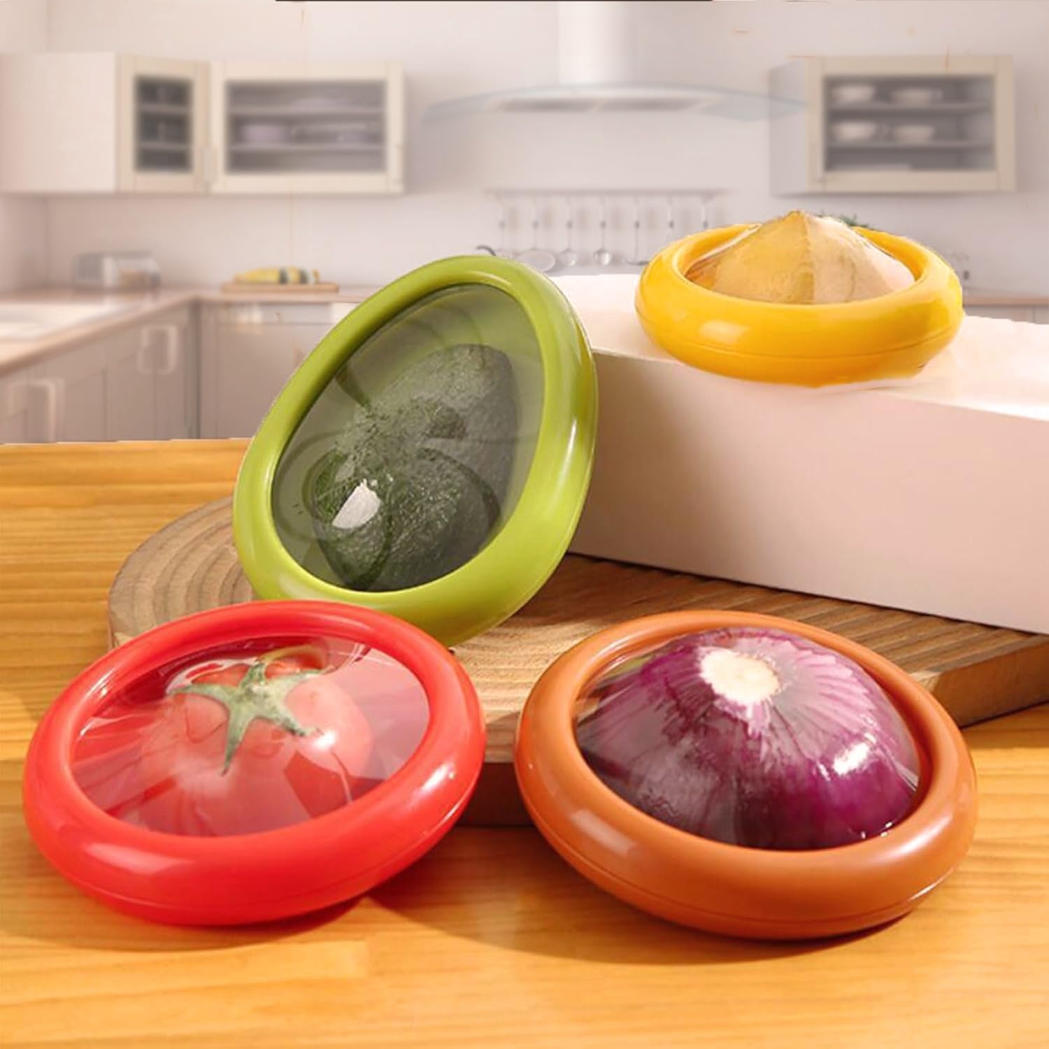 Photo 1 of ****MISSING ONE****New Silicone Fruit Storage Containers,Set of 4 Reusable Storage Containers for Fridge, Fresh Preservation Box, Anti-Oxidation Storage Box