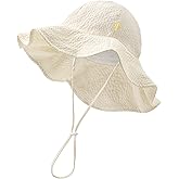 HONGTEYA Baby Sun Hat Toddler Girl Beach Hat Adjustable Outdoor Summer Hat UPF 50+ Sun Protection Wide Brim Infant Kids