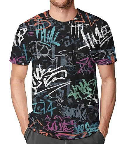 Hip Hop Graffiti B-Boy Men's T-Shirt Black | Amazon.com