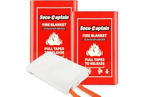 SecuCaptain Emergency Fire Blanket for Home and Kitchen - 40"x40" Flame Suppression Fiberglass Fire Blankets for House Camping Car Office Warehouse Emergency Survival Safety 2 Pack