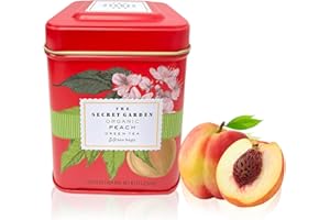 ELEPHANT PARK Organic Peach Ceylon Green Tea - 50 Packets - Natural Antioxidant Rich Herbal Leaf Teabags - USDA Certified 100% Non-GMO - Caffeinated Designer Gift Tin