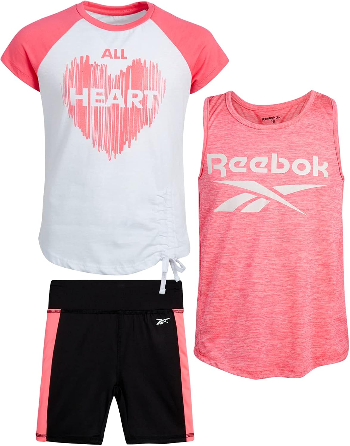 Reebok Girls 3 Piece Shorts And T Shirt Set Girls Clothing Rayvoltbike Com