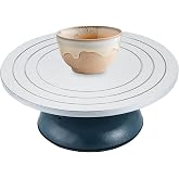 FLKQC Ceramics Pottery Sculpting Wheel | 12" Diameter Heavy Duty Metal Pottery Decorating Banding Wheel with Non-Skid Rubber Boot &amp; Ball Bearings (12 inch Metal)
