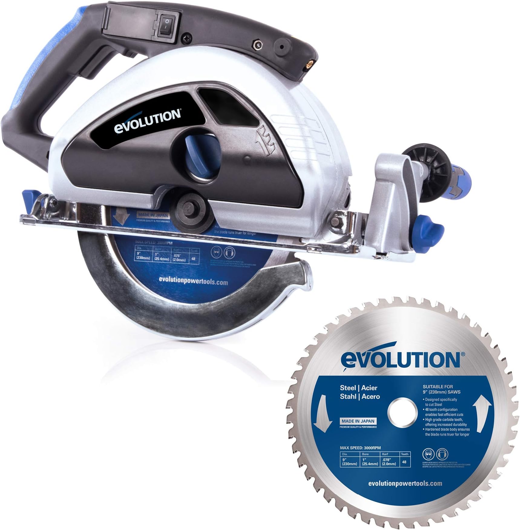 Evolution Power EVOSAW230, 230 mm (230 V) with Additional ST230-TCT Mild Steel Blade