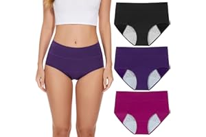 POKARLA Women's High Absorbency Period Cotton Underwear Heavy Flow Leakproof Panties(Regular&Plus Size)