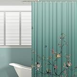 LIVETTY Green Bird Floral Shower Curtain 180 x 180 cm with 12 Hooks view 7