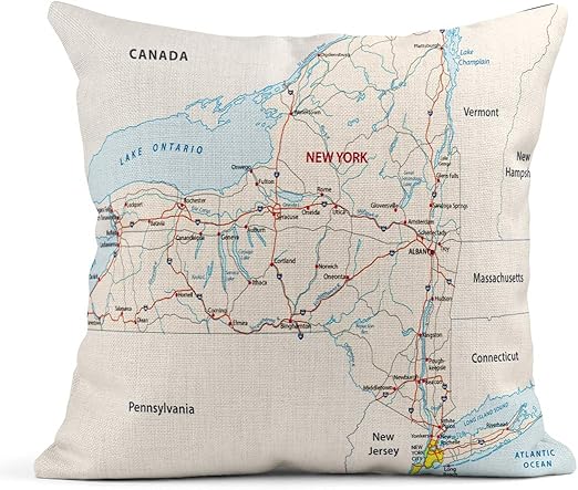 Road Map Of New York State And Pennsylvania Amazon.com: Emvency Decor Flax Throw Pillow Covers Case Island New 