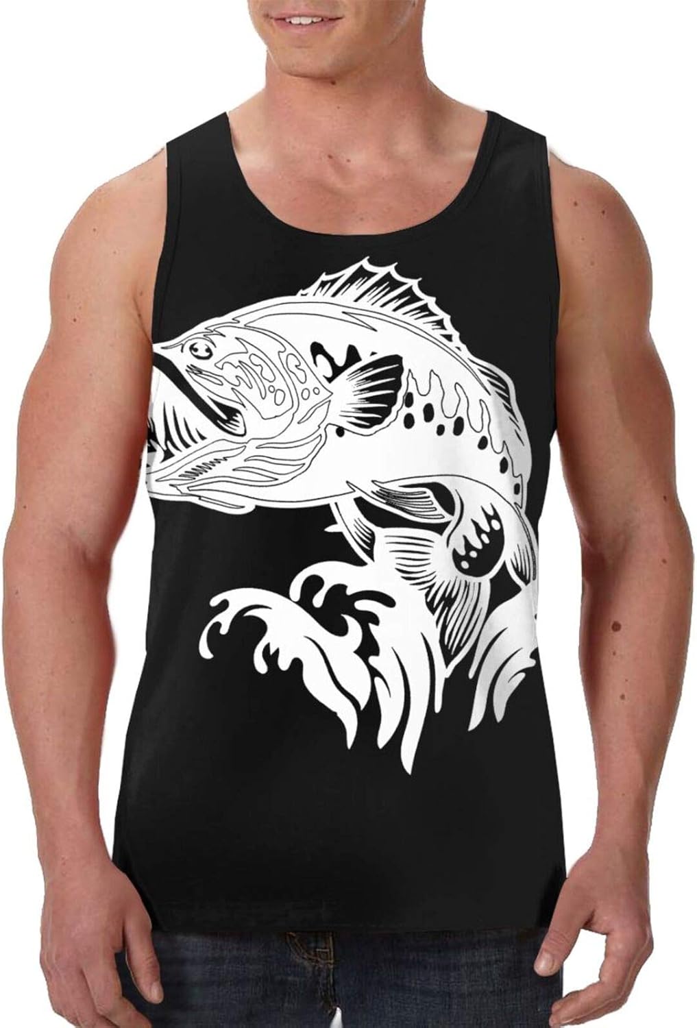 Bass Fishing Men's Tops Tank 3D Print Waistcoat Tee Workout TShirts Fitness Vest
