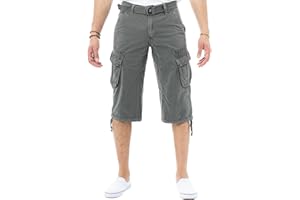 X RAY Men's Belted Cargo Long Shorts 18" Inseam Below Knee Length Multi Pocket 3/4 Capri Pants (Big and Tall Shorts for Men)