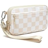 FODOKO Wristlet wallets for women Nylon Quilted Wallet with 4 Zippers,Travel Credit Card,Holder Cell Phone Organizer