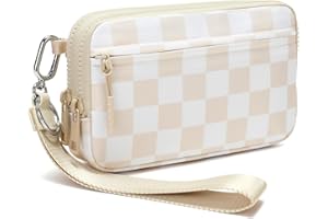 FODOKO Wristlet wallets for women Nylon Quilted Wallet with 4 Zippers,Travel Credit Card,Holder Cell Phone Organizer