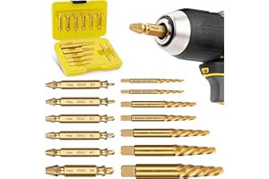 TOPEC Small Screw Extractor Set, 13 PCS Stripped Screw Removal Tool, HSS 6542 Easy Out Kit for Damaged, Broken Fasteners, Gifts for Men (Golden)
