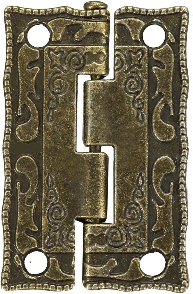 sourcing map 1.4" Antique Bronze Hinges Retro Carved Hinge Replacement with Screws 2pcs, 1.4" * 0.51" (L*W) 2pcs