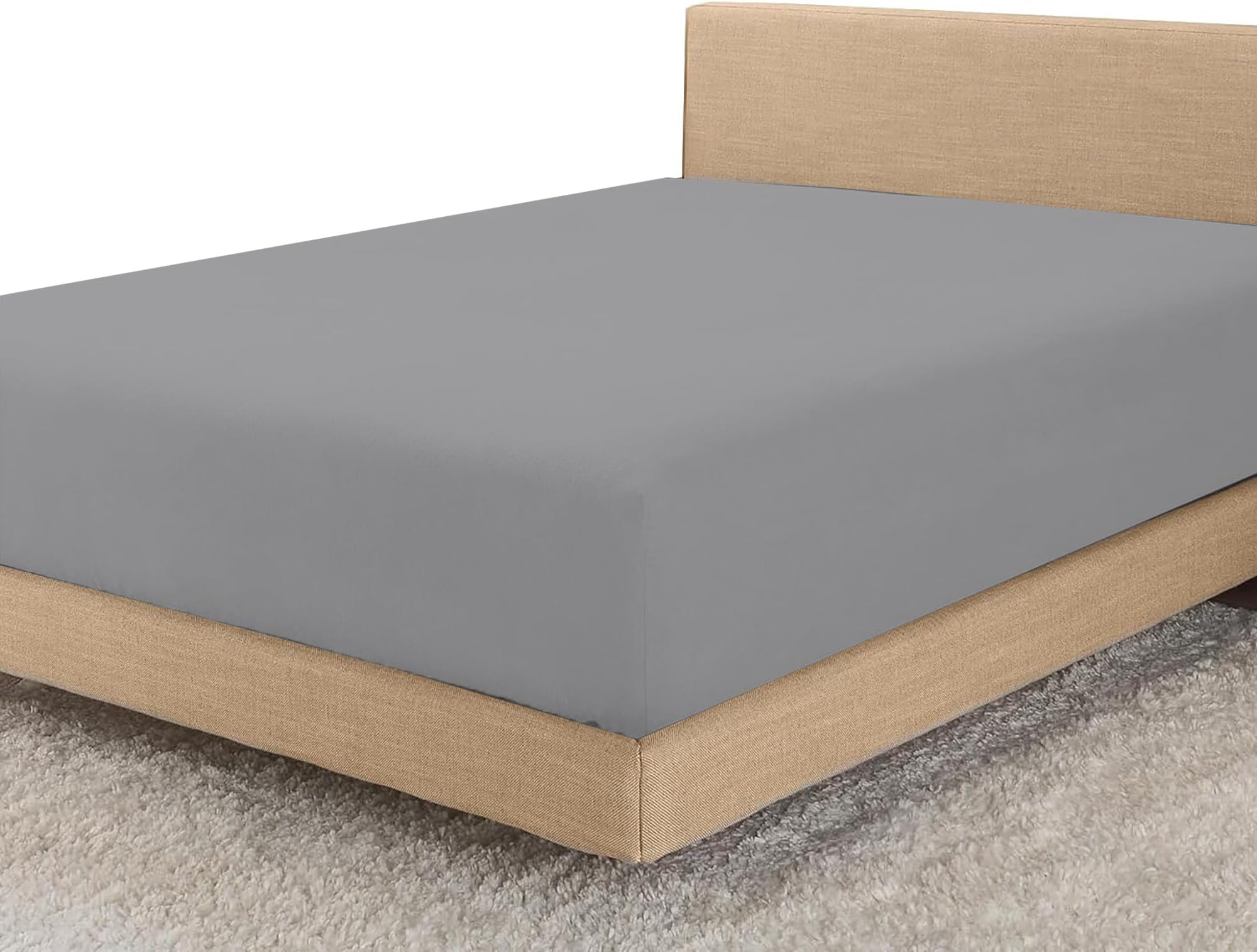 Linens World Egyptian Cotton Fitted Sheets King Size Breathable, Anti Wrinkle 30cm Deep Pocket 200 Thread Count Bed Sheets Bedding & Linen 150 X 200-CM Grey Bedding King Size Fitted Sheets