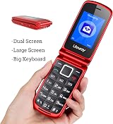 uleway Big Button Mobile Phone for Elderly SIM Free 2G Red Flip SOS Torch view 2