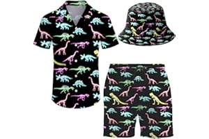 ifamawlea Men's 2 Piece Tracksuit Hawaiian Shirt Shorts Button Down Shirt and Shorts Sets with Bucket Hats