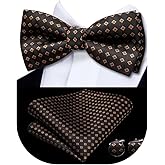 Hi-Tie Bow Ties for Men Pre-Tied Pocket Square with Cufflinks Mens Bowtie Sets for Wedding Formal Party