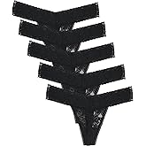Yuamose Lace Thongs For Women Plus Size Sexy Underwear T Back Stretch Womens Thongs Underwear 5/6/10 Pack