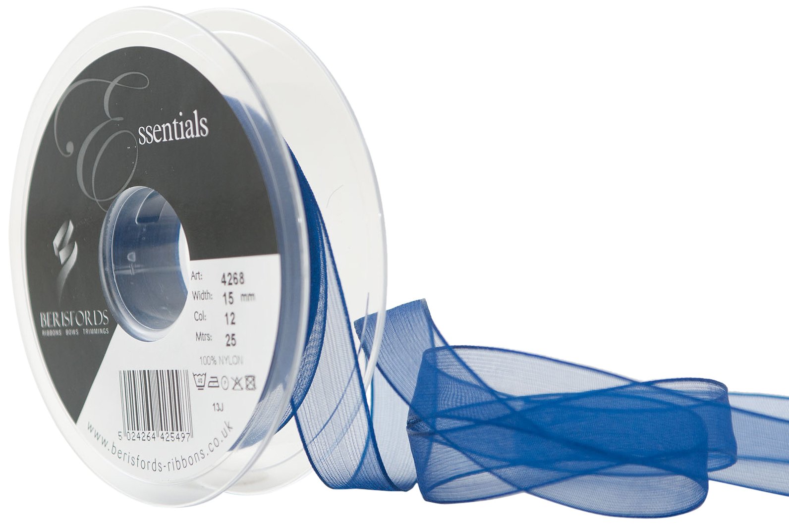 Berisfords 15 mm Super Sheer Ribbon, Royal
