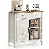 VASAGLE Coffee Bar Cabinet, Kitchen Storage Cabinet with a Drawer, Farmhouse Cabinet Sideboard with Adjustable Shelf for Kitc