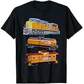 Freight Train Engine Tanker Caboose T-Shirt Small