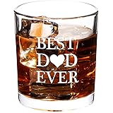 Best Dad Ever Whiskey Glass 10Oz, Old Fashioned Whiskey Rock Glass for Dad, Father’s Day, Birthday, Christmas Gift for Father