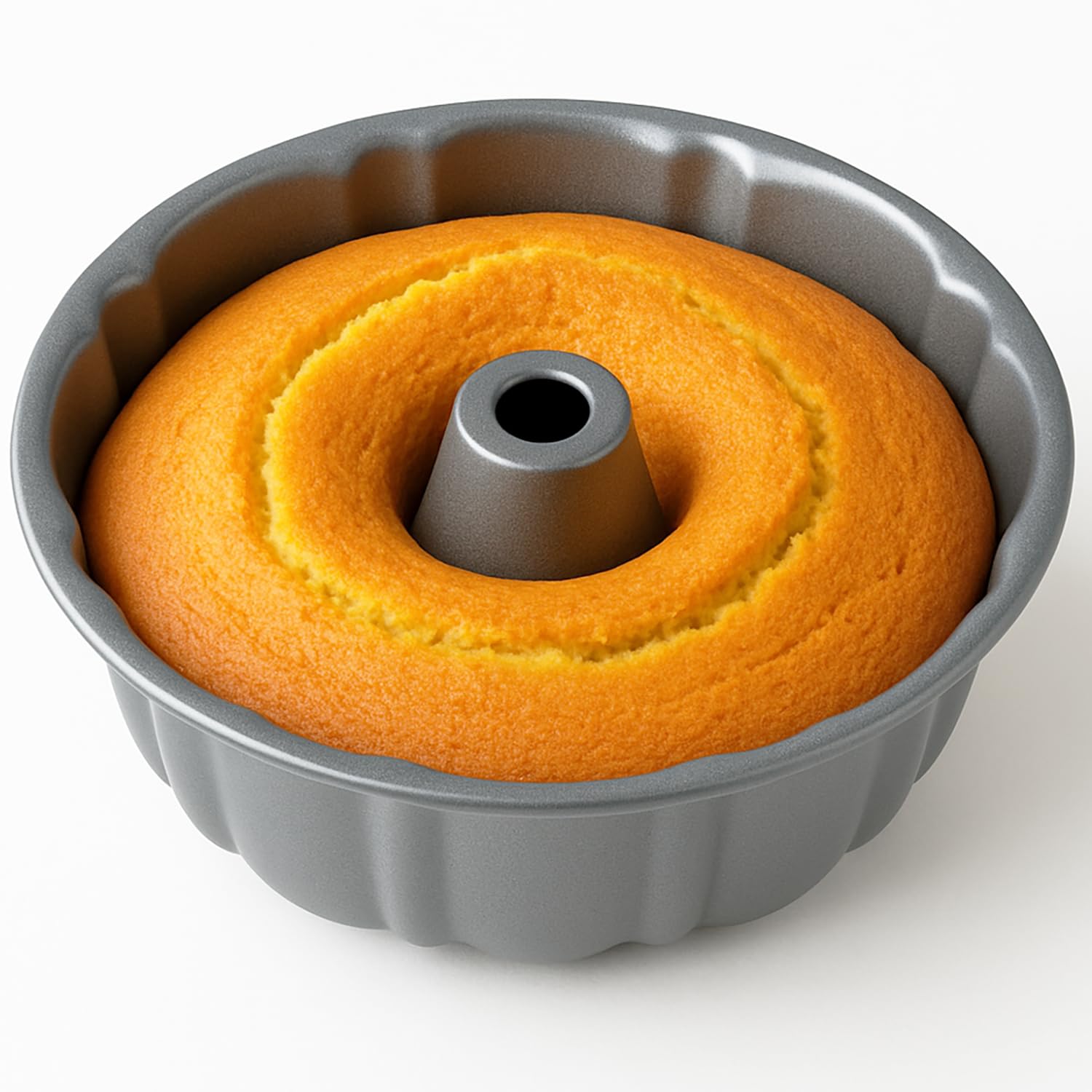 Photo 1 of 10-Inch Nonstick Cake Pan, Fluted Tube Pan for Pound Cakes, Muffins, Angel Food Cake, Coffee Cake, and More – Easy Release, Dishwasher Safe, Oven Safe, Heavy Duty