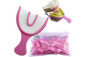 105PCs Dental Grade Disposable Dental Triple Bite Registration Tray Full Arch Large Full by VASTMED | Impression Trays with Plastic Rigid Frame and Nylon Mesh for Teeth Molds