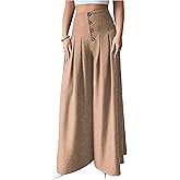 SOLY HUX Women's High Waisted Business Casual Pants Wide Leg Button Up Dressy Casual Trousers
