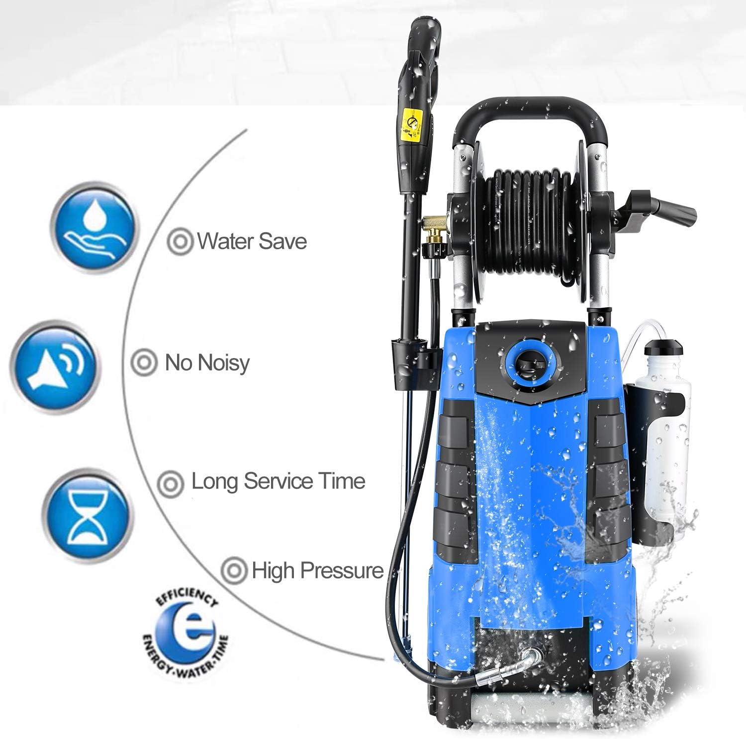TEANDE 3800PSI Electric Pressure Washer, 2.8GPM High Pressure Power Washer 1800W Machine for Cars Fences Patios Garden Cleaning Hose Reel : Garden & Outdoor