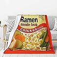 Instant Noodle Soup Chicken Flavor Ramen Blanket 50"X40" Soft Cozy Lightweight Flannel Fluffy Microfiber All Season Funny Food Blanket Fuzzy Plush Throw Blankets for Couch Sofa Bed