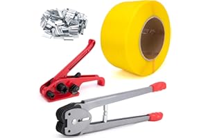 9TH SHOP Banding Strapping Kit, Pallet Strapping Kit with Tensioner & Sealer Tool, 3200FT PP Plastic Banding, 200 Metal Seals, Reusable, Heavy-Duty Packaging Kit for Warehouse, Transportation, Home Use