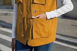 PESION Womens Packable Utility Vest Drawstring