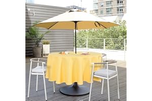 SARAFLORA Outdoor and Indoor Tablecloth -60 inch Round, Yellow Wrinkle Free Washable Waterproof Table Cloth with Umbrella Hole and Zipper Round Table Cover for Spring/Summer/Patio/Picnic/BBQS/Party