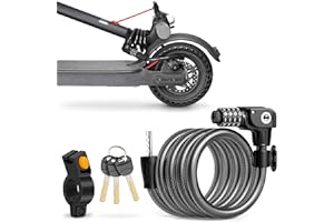 SEWAY Scooter Lock Cable for Xiaomi Mijia M365 ES Series, Bicycle Combination Locks Coiled Chain Lock Basic Self Coiling Core Steel Wire 4 ft. Long 1/3 inch Fit for M365/ES1/ES2/ES3/ES4