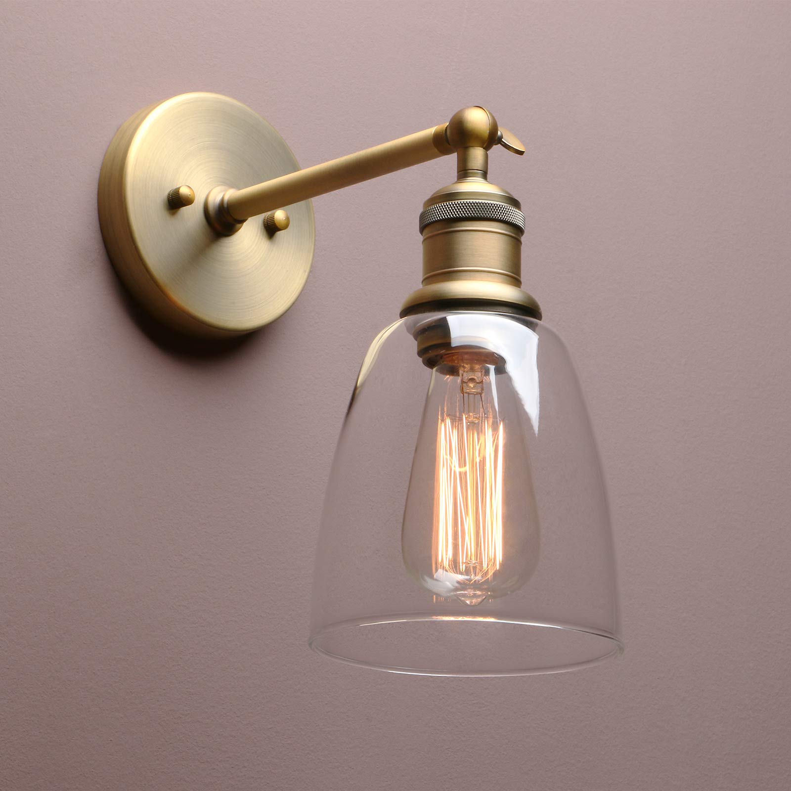 Yosoan Lighting Industrial Loft Bar Sconce Wall Lights Fittings, Retro Wall Lamp with Bell Glass Shade for Kitchen Island Bedroom Corridor Restaurant (Antique)