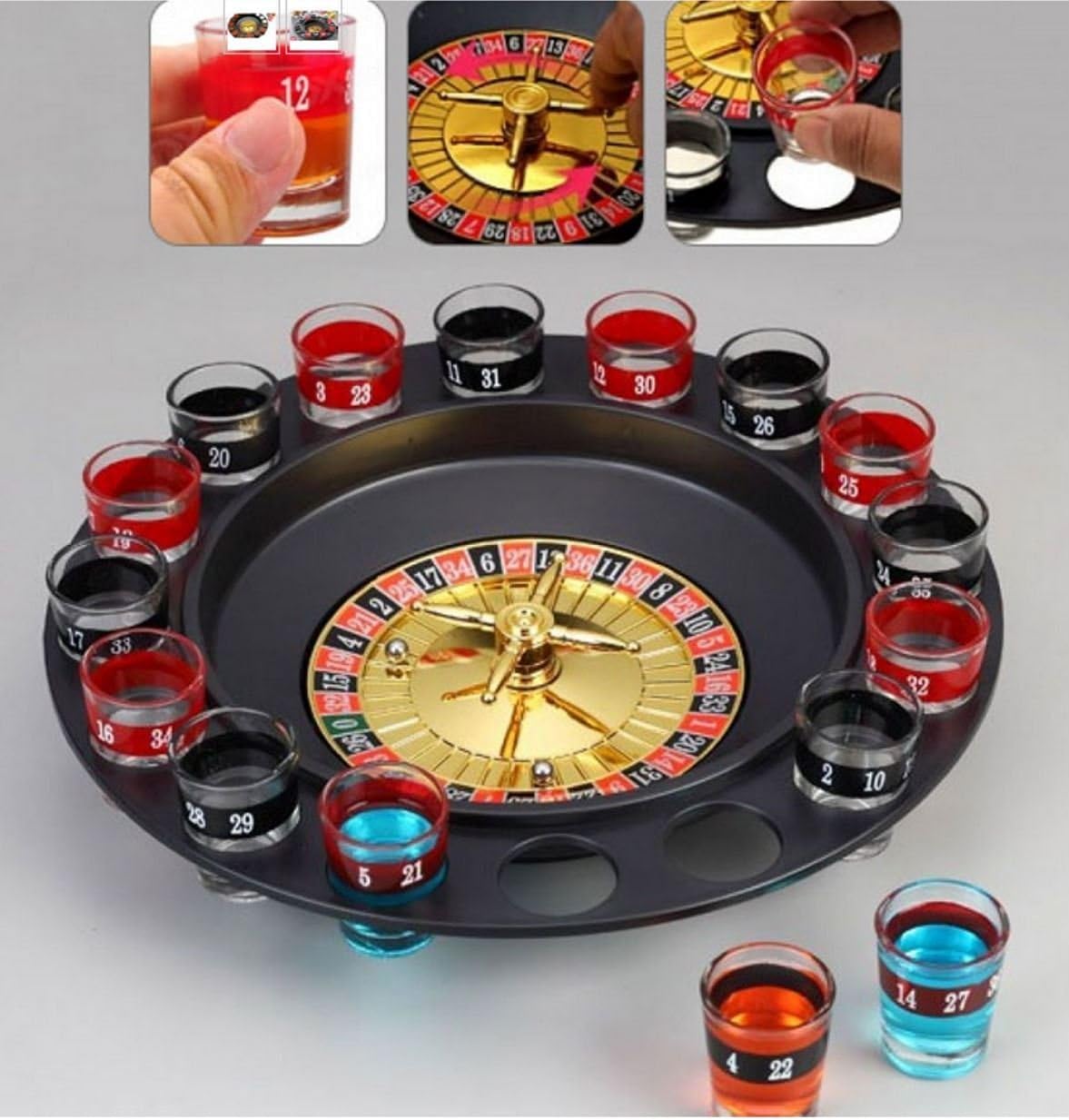 Roulette Wheel 16 Shot Adult Party Drinking Game Set Glass Casino Spin Stag Hen
