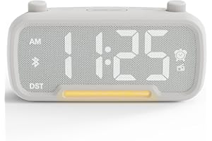 ROCAM Alarm Clock Radio - Bluetooth Alarm Clock : Type C USB Digital Clocks for Bedroom with FM Radio, 16 Levels Volume Night Light Aesthetic Alarm Clock Battery Backup