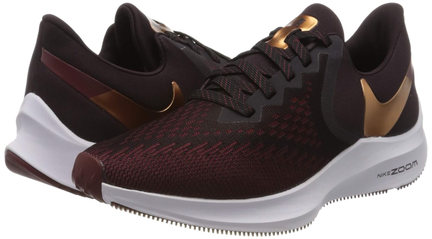 nike women's zoom winflo 6 running shoes burgundy ash