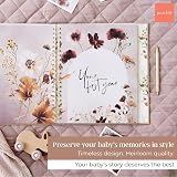 Peachly Fleur Baby Book Minimalist Memory Book Linen Cover Keepsake view 3