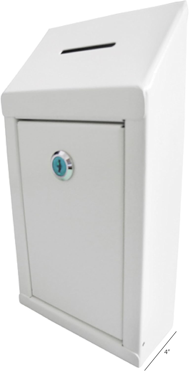 MCB- Metal Donation Box & Collection Box, Suggestion Box, Secure Box, With Top Coin Slot and Lock Included with 2 Keys