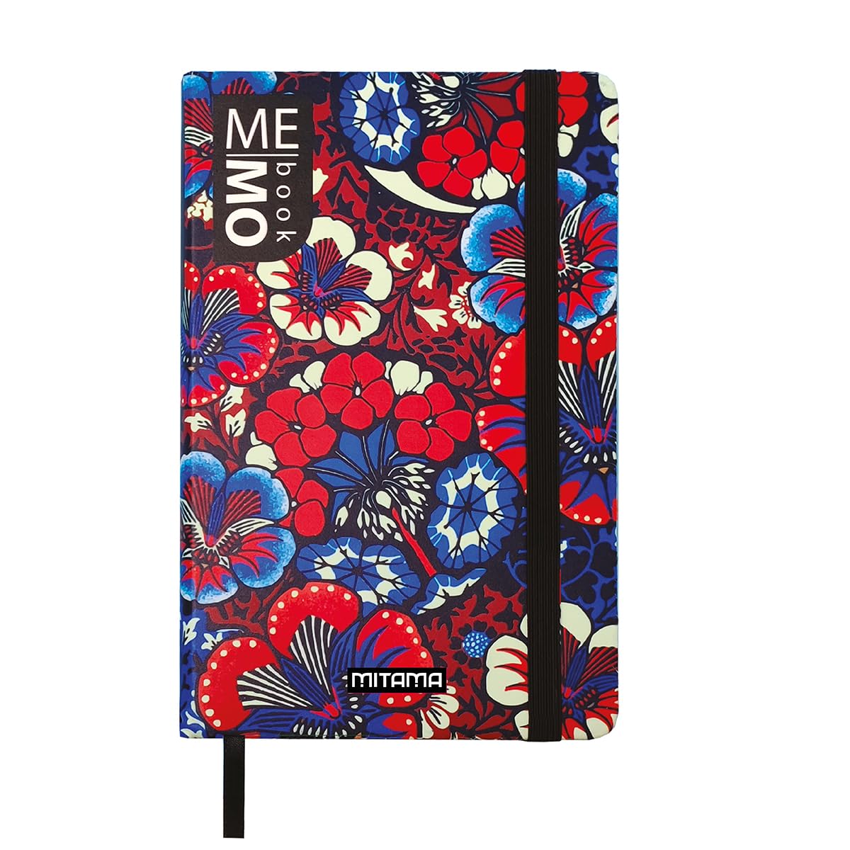 Mitama Large Notebook – Flowers Graphics – Memo Book – Notebook – Soft Touch Cover – Inner Pocket + Pencil Included – Squared Sheets 5 mm – 13 x 21 cm