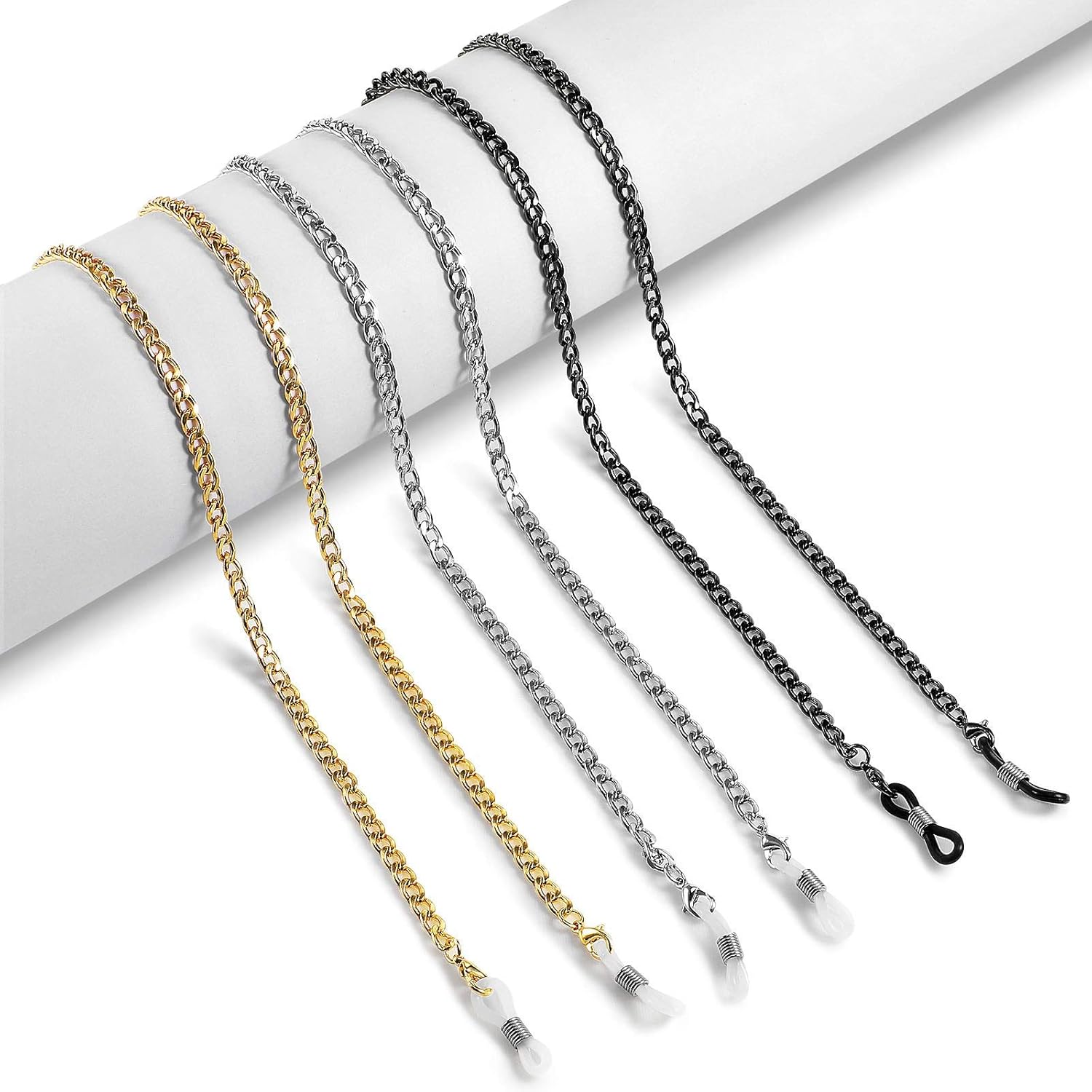 3 Pieces Metal Eyeglass Chain Sunglasses Chain Metallic Cuban Unisex Cool Sunglasses Holder 