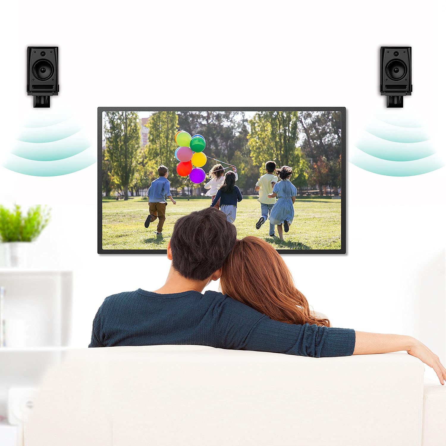 WALI Speaker Wall Mounts, Dual Side Clamping Bookshelf Mounting Bracket for Large Surrounding Sound Speakers, Hold up to 66 lbs. (SWM201XL), 1 Pair, Black