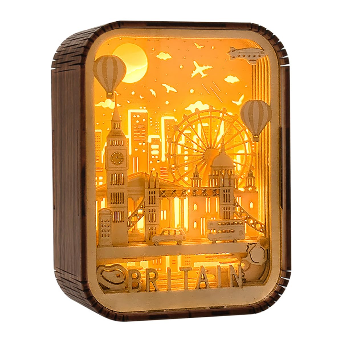 POFET London Souvenir Gifts Wood Crafts London Landmark Building Model UK Travel Gifts The Big Ben Tower Bridge London Eye Desktop Wooden Ornaments for Home Office Decor