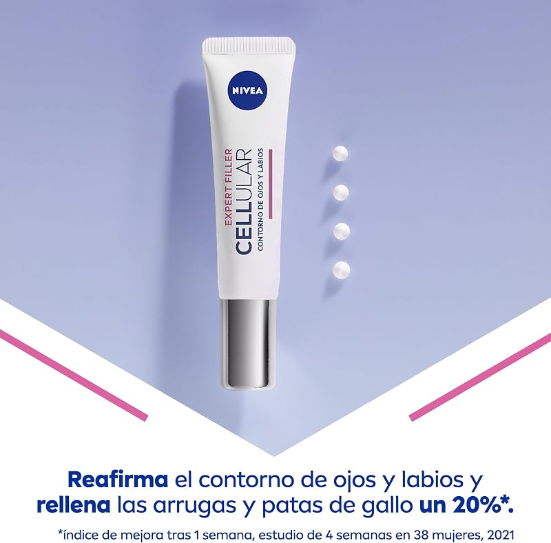 Cellular Expert Filler - Contorno de Ojos y Labios - Antiarrugas - Efecto Rellenador 24h - Con Ácido Hialurónico y Ácido Fólico - Crema Antiedad - Extra Firmeza - Todo Tipo de Pieles - 15 ml