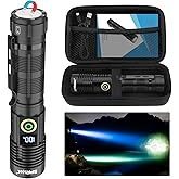 Spriak Rechargeable Flashlight High Lumens-Super Bright Magnetic Flash Light with Power Digital Display, Long Range,Dimmable,Waterproof,Pocket Handheld Tactical LED Flashlights for Emergency