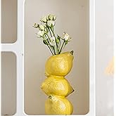 Lemon Figurine Decor, Tall Yellow Ceramic Bud Vase Dining Table Centerpieces for Home and Kitchen, Spring Summer Home Decorations, Mediterranean Decoration for Italian Themed Party