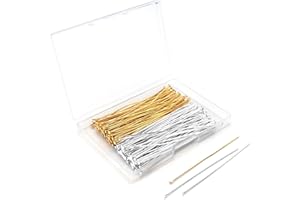 Yumttero 200 Pcs 70mm/2.76 Inch 21 Gauge Straight Head Pins for Craft Earring Bracelet Necklace Pendant DIY Jewelry Making, Silver & Gold Color